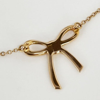 Tiffany & Co Necklace Bow Ribbon Mini Pendant 750 18k Rose Gold