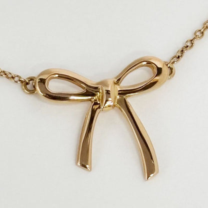 Tiffany & Co Necklace Bow Ribbon Mini Pendant 750 18k Rose Gold