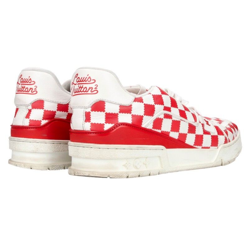 Louis Vuitton LV Trainer Damier Check Cles the Sneakers 7.5 White Red