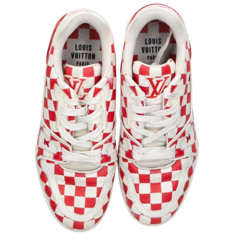 Louis Vuitton LV Trainer Damier Check Cles the Sneakers 7.5 White Red