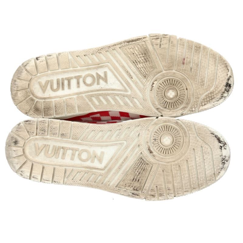 Louis Vuitton LV Trainer Damier Check Cles the Sneakers 7.5 White Red