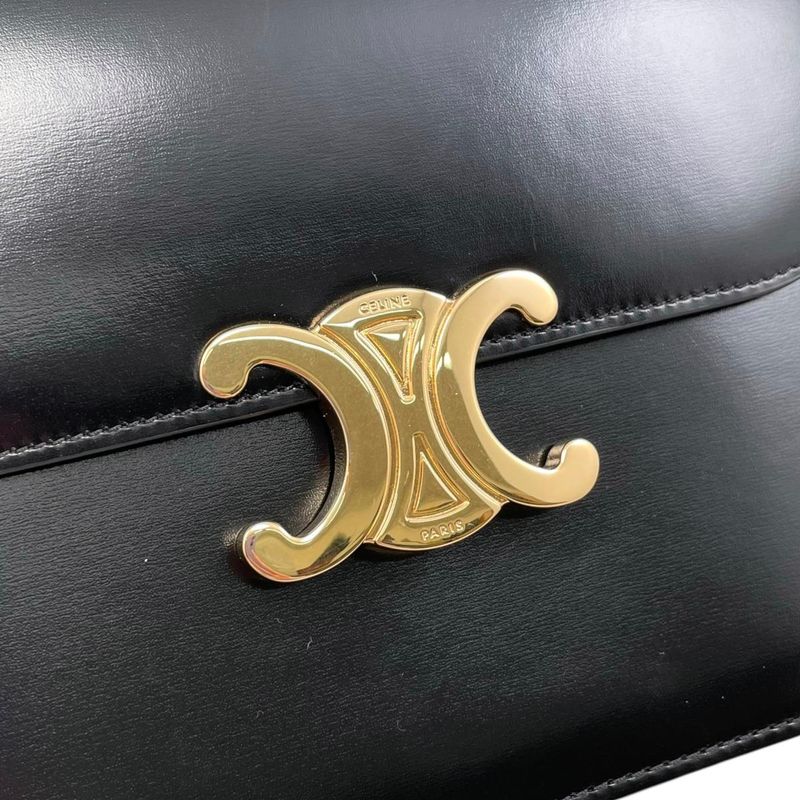 Celine Shoulder Bag Carre Calfskin Triomphe Chain