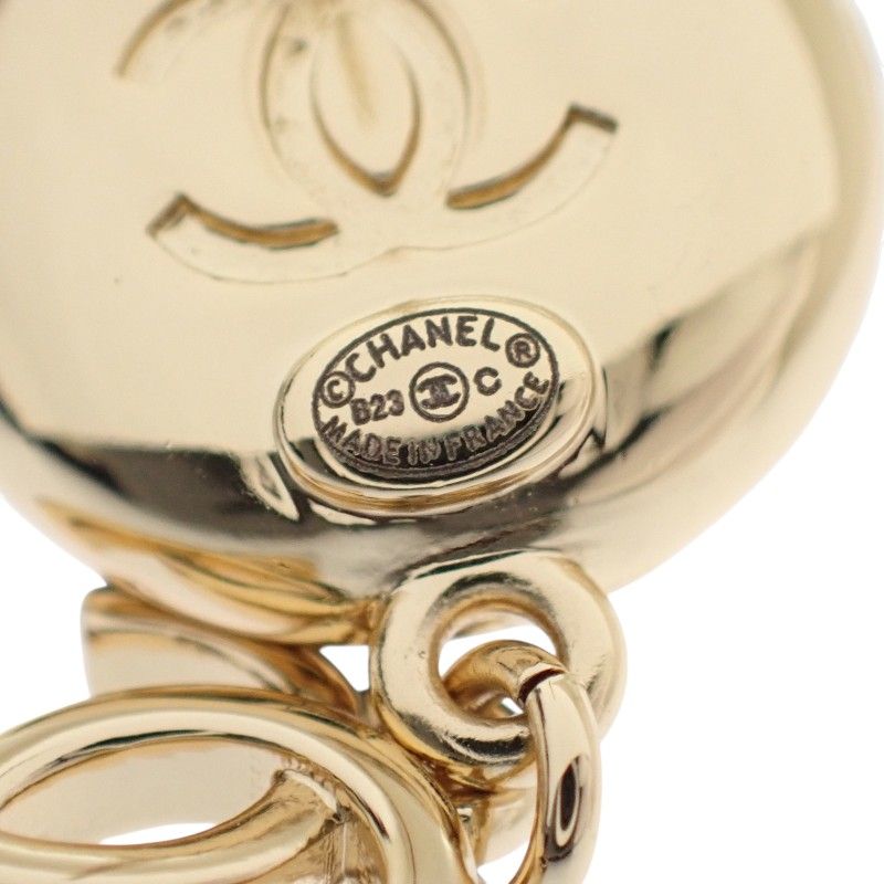 Chanel CC Camellia CC Logo Earrings Metal Leather Gold Black