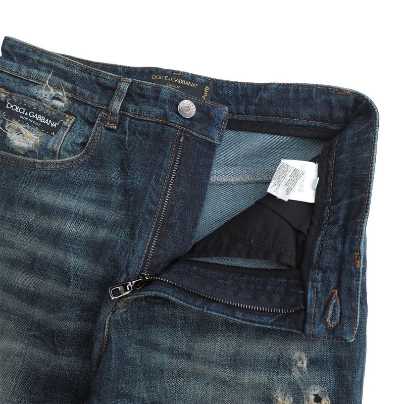 Dolce & Gabbana Denim Pants 40 Sequin Stretch Faux Damage