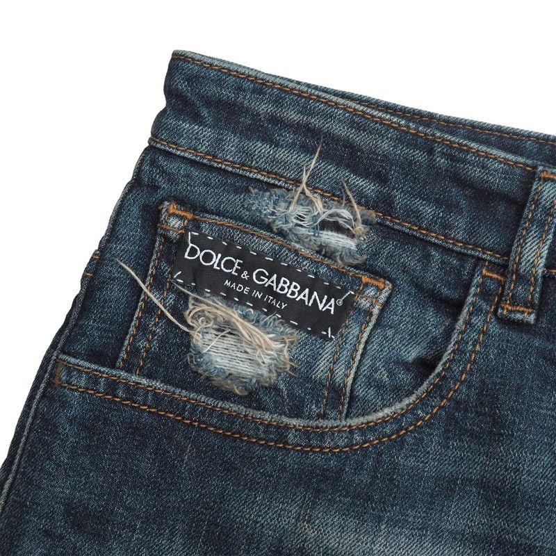 Dolce & Gabbana Denim Pants 40 Sequin Stretch Faux Damage