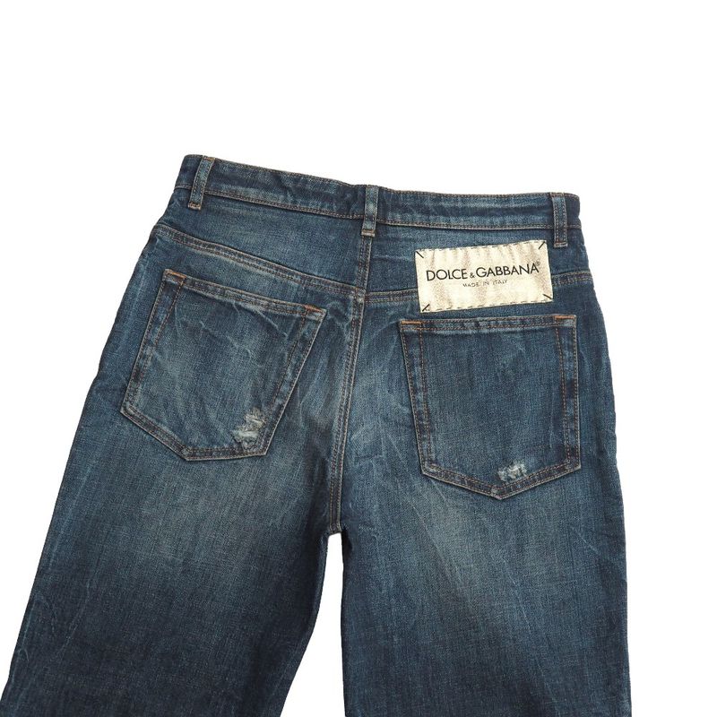 Dolce & Gabbana Denim Pants 40 Sequin Stretch Faux Damage