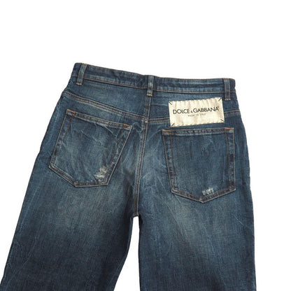Dolce & Gabbana Denim Pants 40 Sequin Stretch Faux Damage