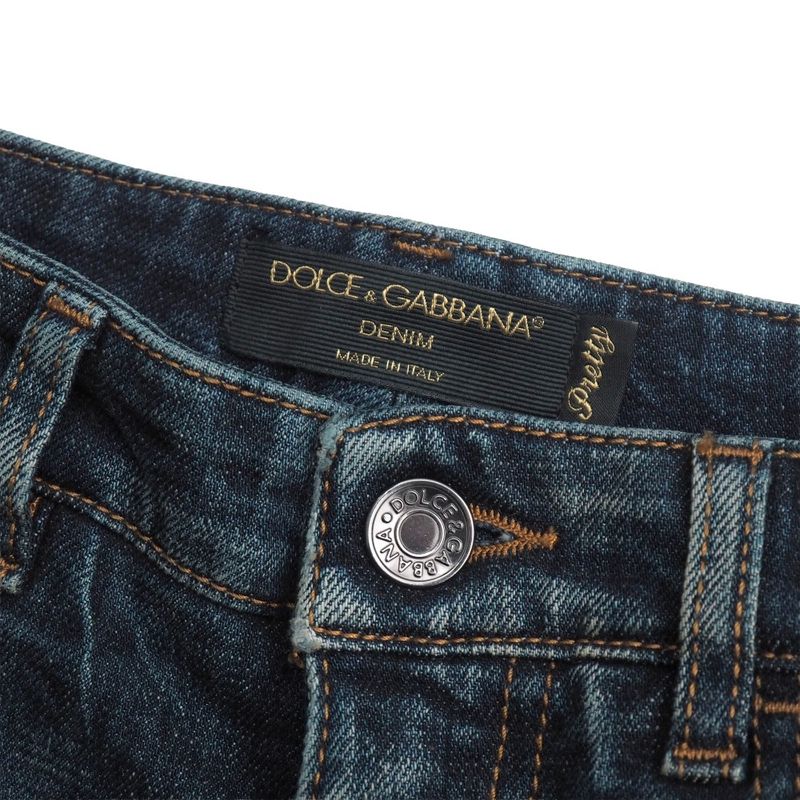 Dolce & Gabbana Denim Pants 40 Sequin Stretch Faux Damage