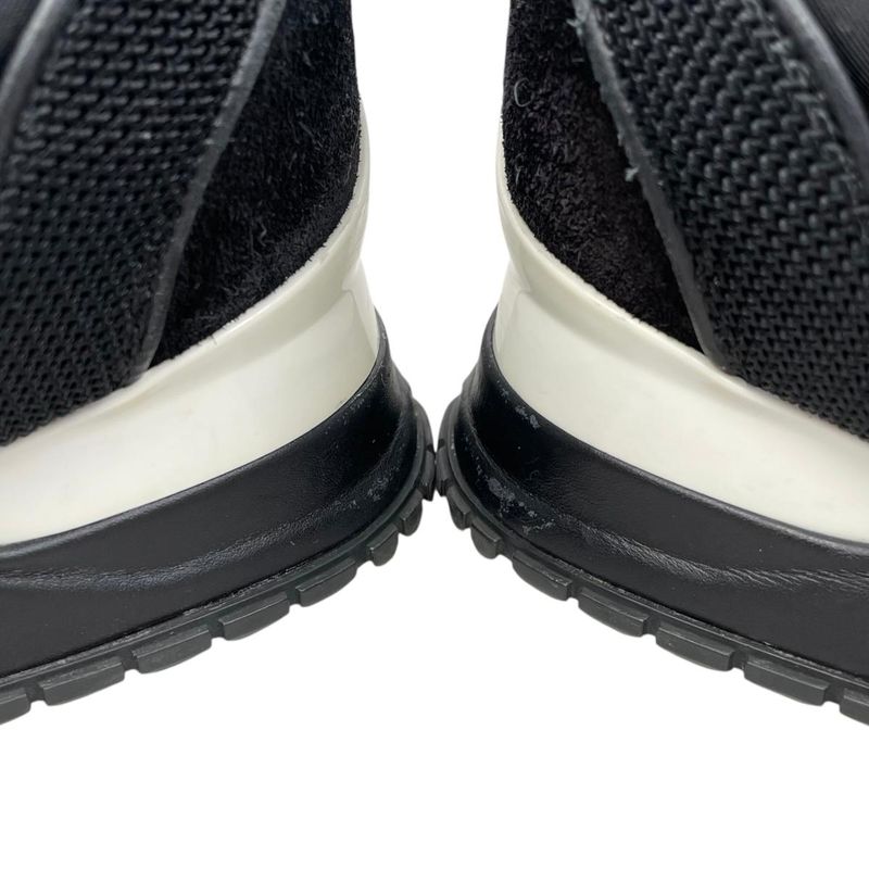 Louis Vuitton Sneakers Run Away 36.5 LV Circle Logo Suede Mesh Black