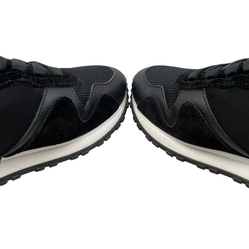 Louis Vuitton Sneakers Run Away 36.5 LV Circle Logo Suede Mesh Black