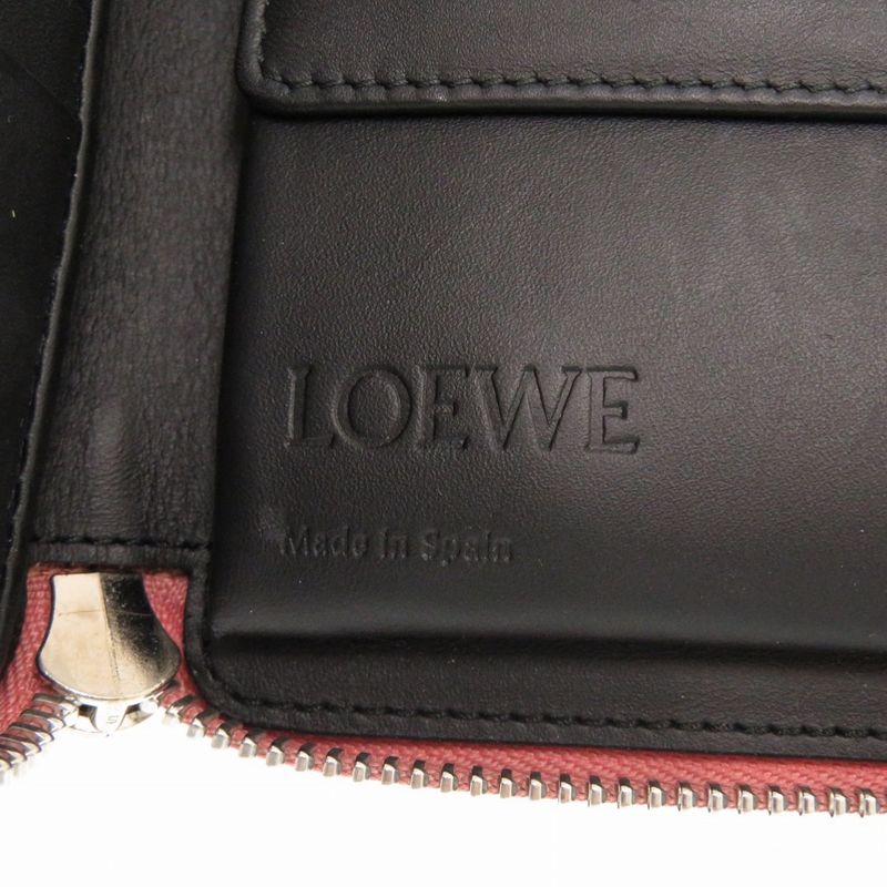 Loewe Anagram Leather Pink Bifold Wallet Black