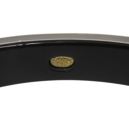Chanel Logo Faux Pearl Plastic Black Bangle