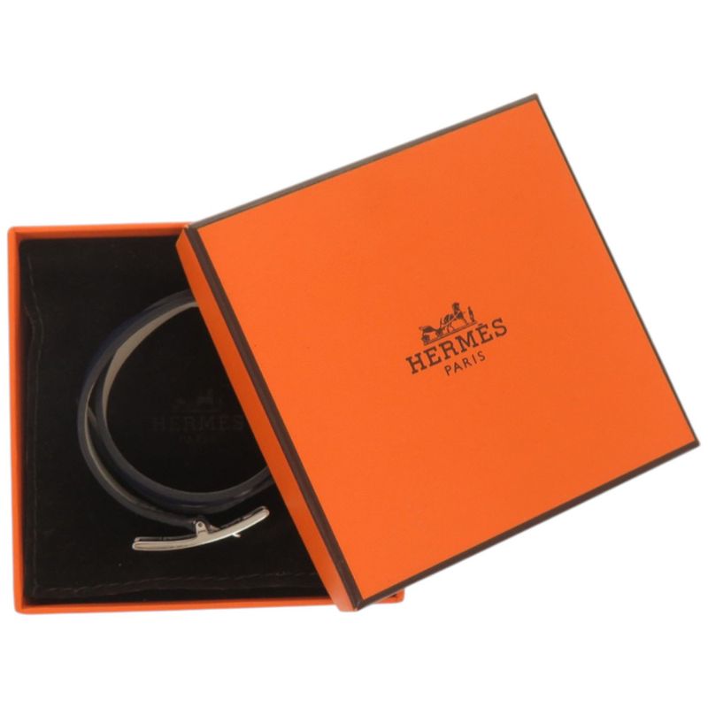 Hermes Behapi Double Tour Veau Swift Navy Bracelet Gray