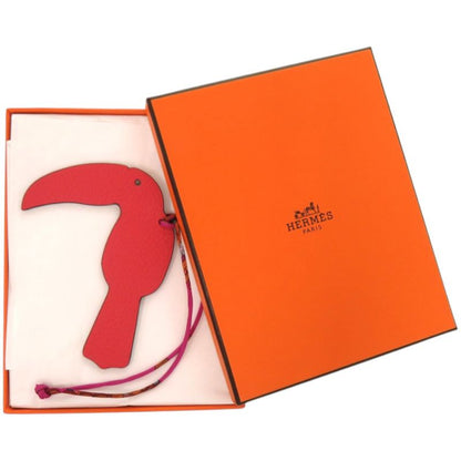 Hermes Petit Ash Toucan Leather Rouge Red Key Holder Rouge Beige