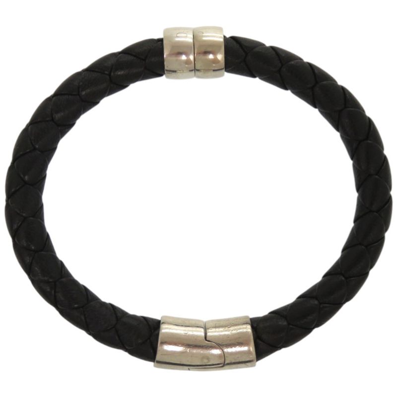 Bottega Veneta Intrecciato Leather Black Bracelet