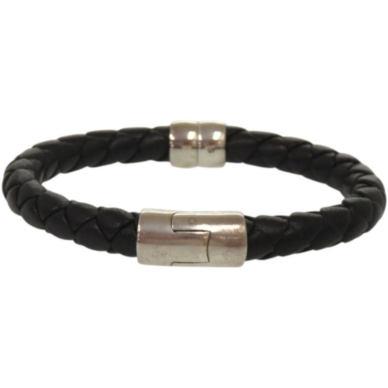 Bottega Veneta Intrecciato Leather Black Bracelet