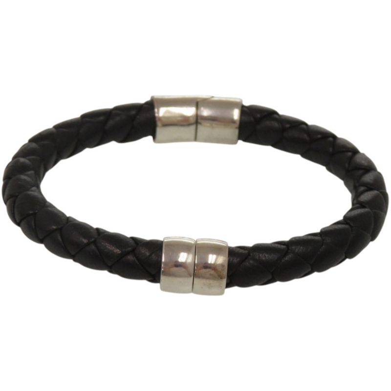 Bottega Veneta Intrecciato Leather Black Bracelet
