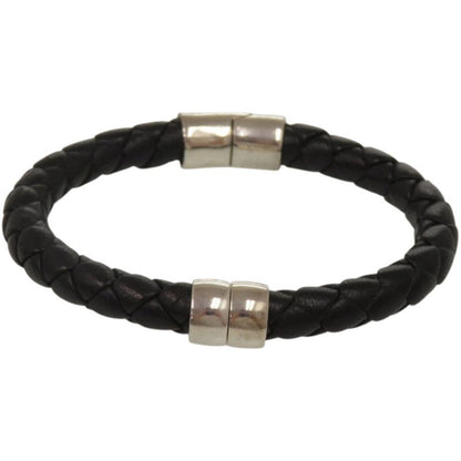 Bottega Veneta Intrecciato Leather Black Bracelet
