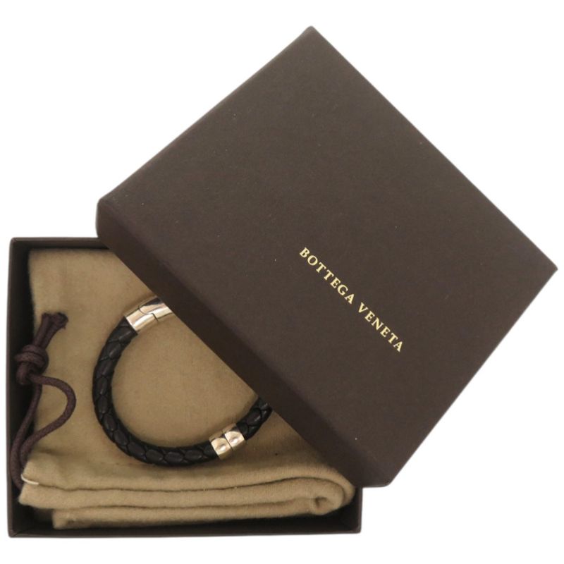 Bottega Veneta Intrecciato Leather Black Bracelet