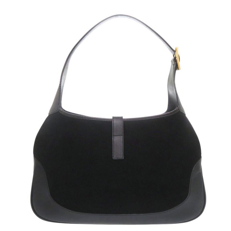 Gucci Jackie 001 Shoulder Bag Suede Leather Black