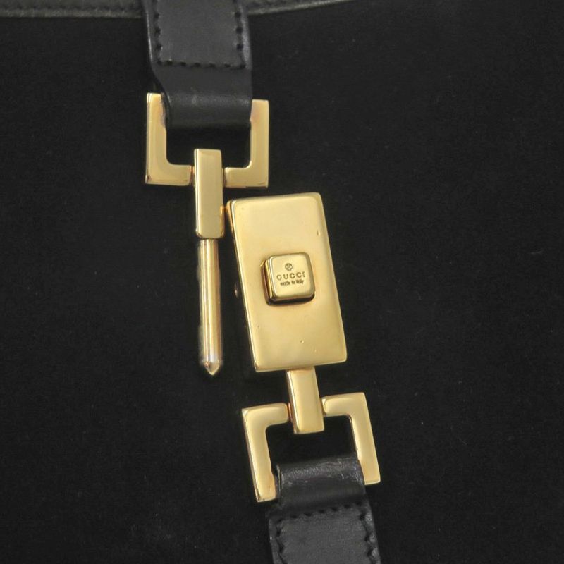 Gucci Jackie 001 Shoulder Bag Suede Leather Black