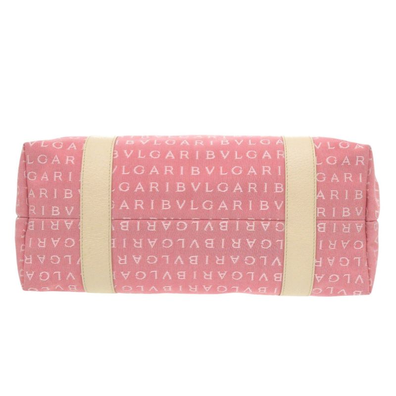Bvlgari Logomania Tote Canvas Leather Pink
