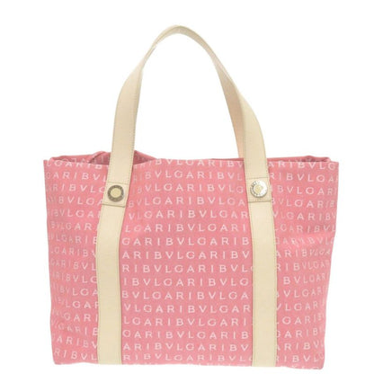Bvlgari Logomania Tote Canvas Leather Pink