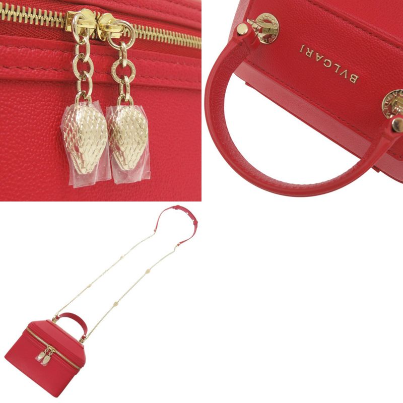 Bvlgari 2-Way Serpenti Leather Red Vanity Bag Handbag