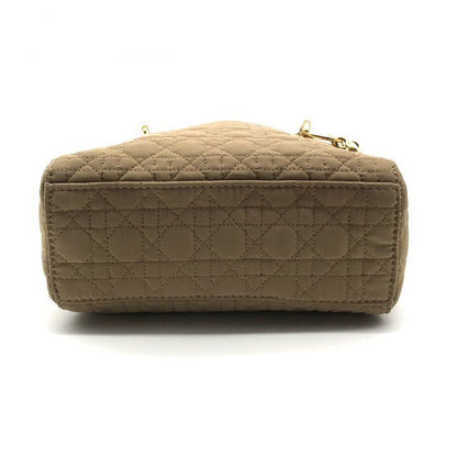 Dior Lady Cannage Nylon Canvas 2-Way Mini Small Shoulder Bag Beige