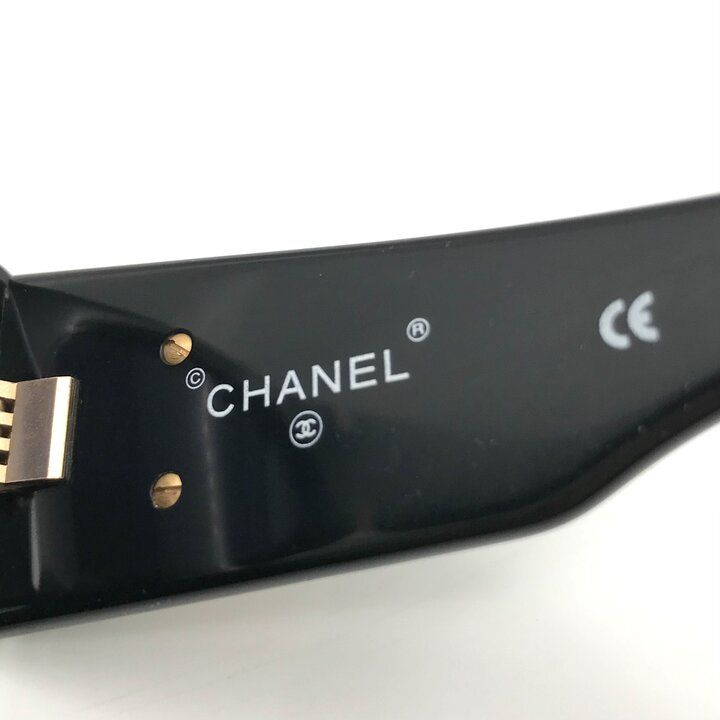 Chanel CC Logo Gold Sunglasses Eyewear Black