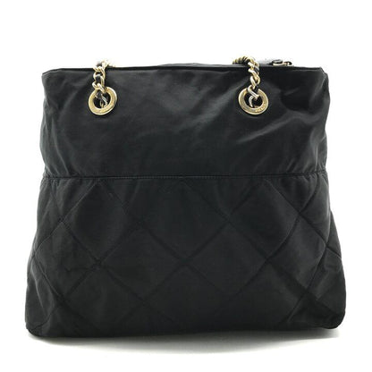 Prada Nylon Chain Tote Shoulder Bag Black Purse