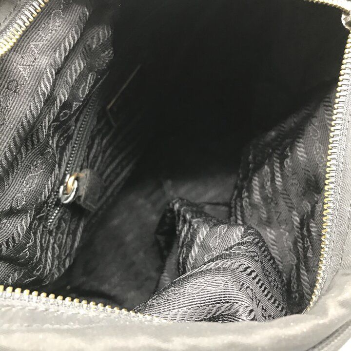 Prada Nylon Chain Tote Shoulder Bag Black Purse