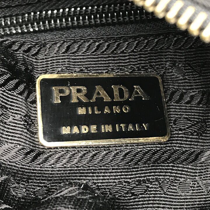 Prada Nylon Chain Tote Shoulder Bag Black Purse