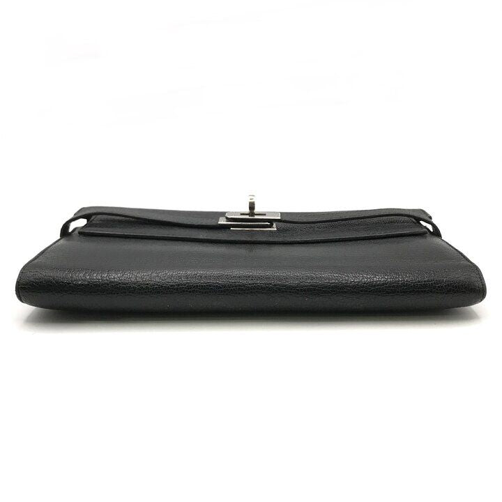 Hermes Kelly Turnlock Leather Wallet Black
