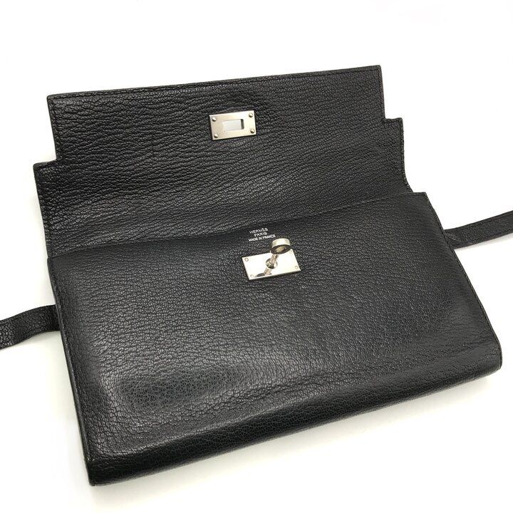 Hermes Kelly Turnlock Leather Wallet Black