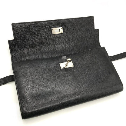 Hermes Kelly Turnlock Leather Wallet Black