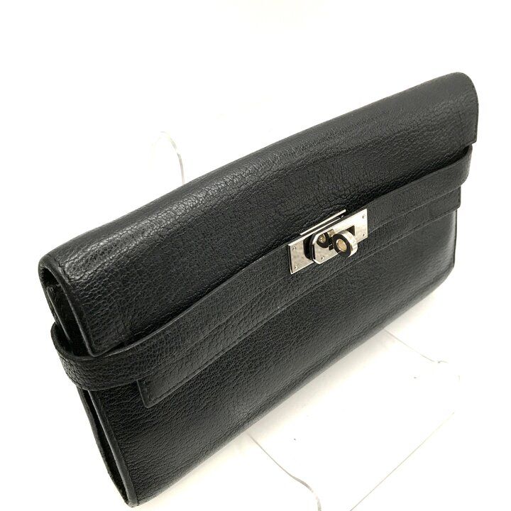 Hermes Kelly Turnlock Leather Wallet Black
