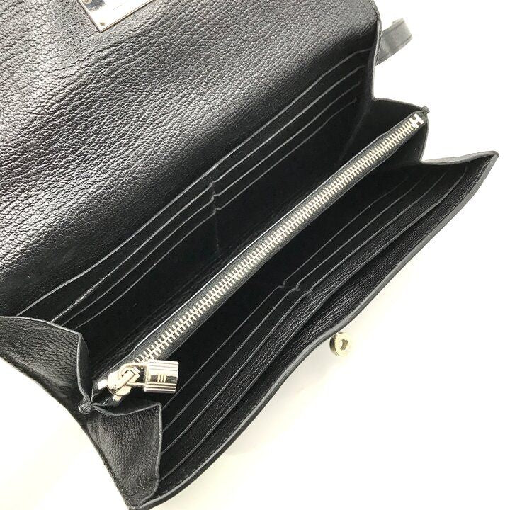 Hermes Kelly Turnlock Leather Wallet Black