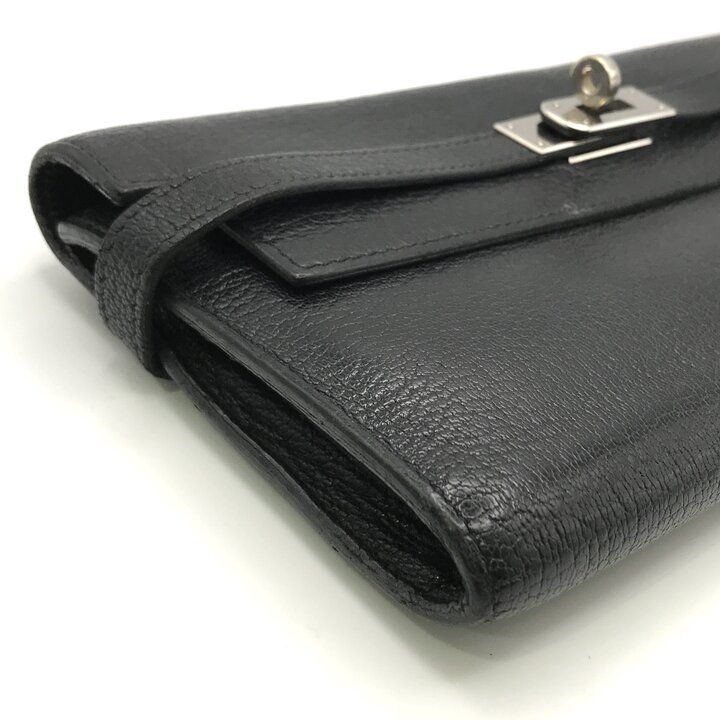 Hermes Kelly Turnlock Leather Wallet Black