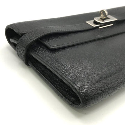 Hermes Kelly Turnlock Leather Wallet Black