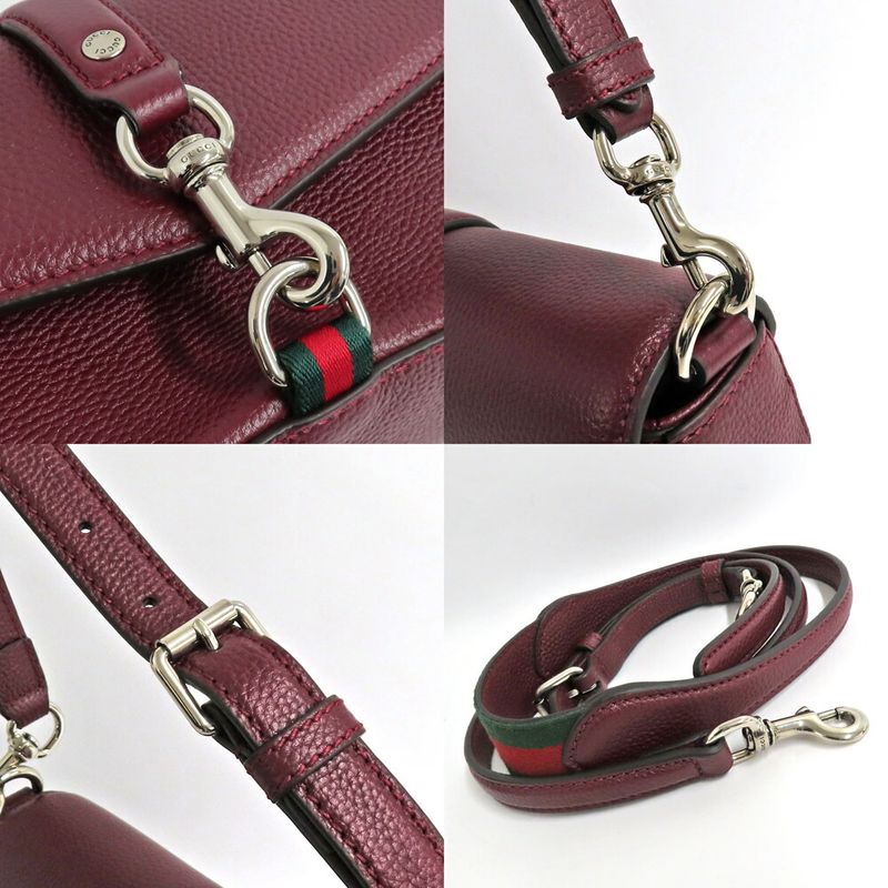 Gucci Shoulder Bag 2-Way Grain Leather Ancora Red