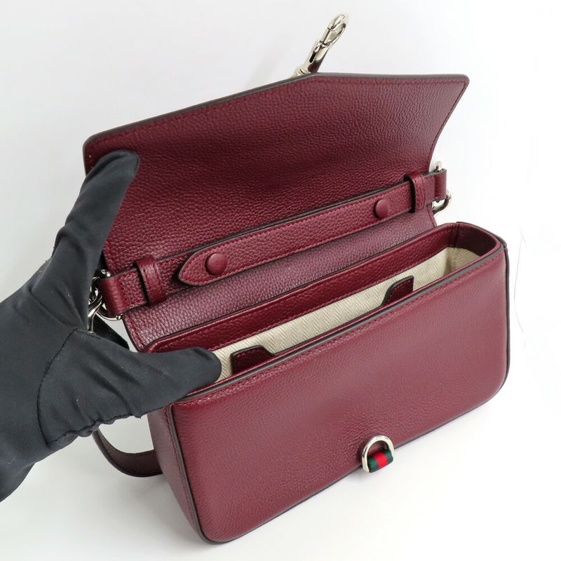 Gucci Shoulder Bag 2-Way Grain Leather Ancora Red