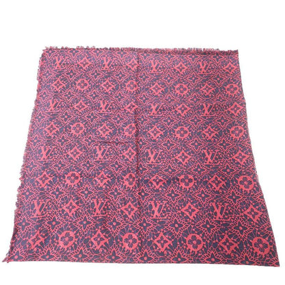 Louis Vuitton Monogram Jacquard Silk Wool Shawl Pink Navy
