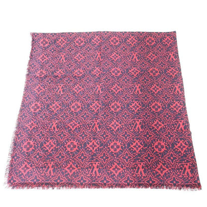 Louis Vuitton Monogram Jacquard Silk Wool Shawl Pink Navy