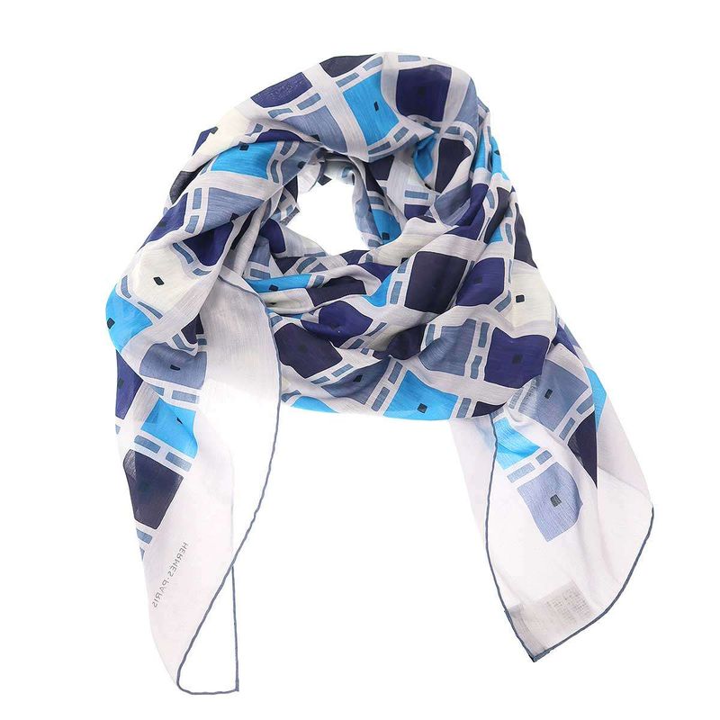 Hermes Carre 140 Cotton Silk Square Print Scarf Gray