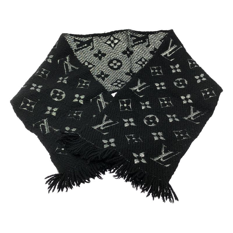 Louis Vuitton Logomania Scarf Shine Monogram Shawl Black