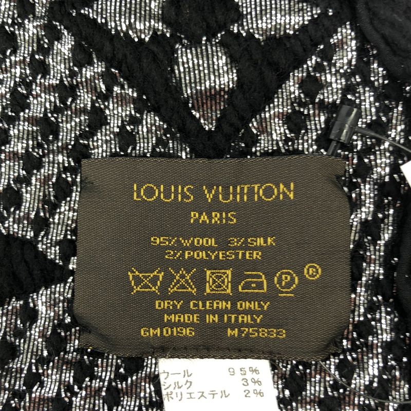 Louis Vuitton Logomania Scarf Shine Monogram Shawl Black