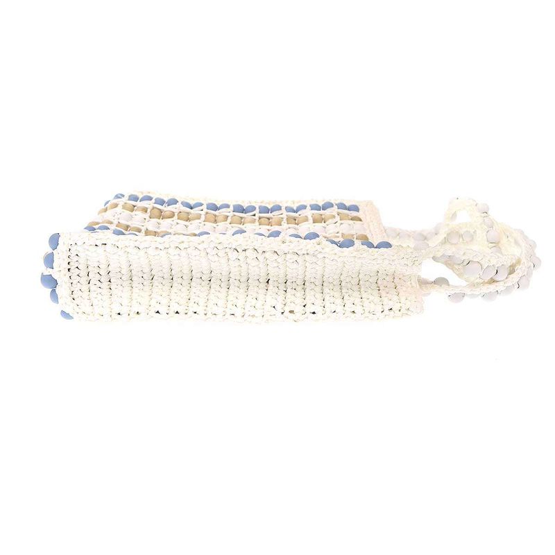 Prada Raffia Wood Bead Tote White