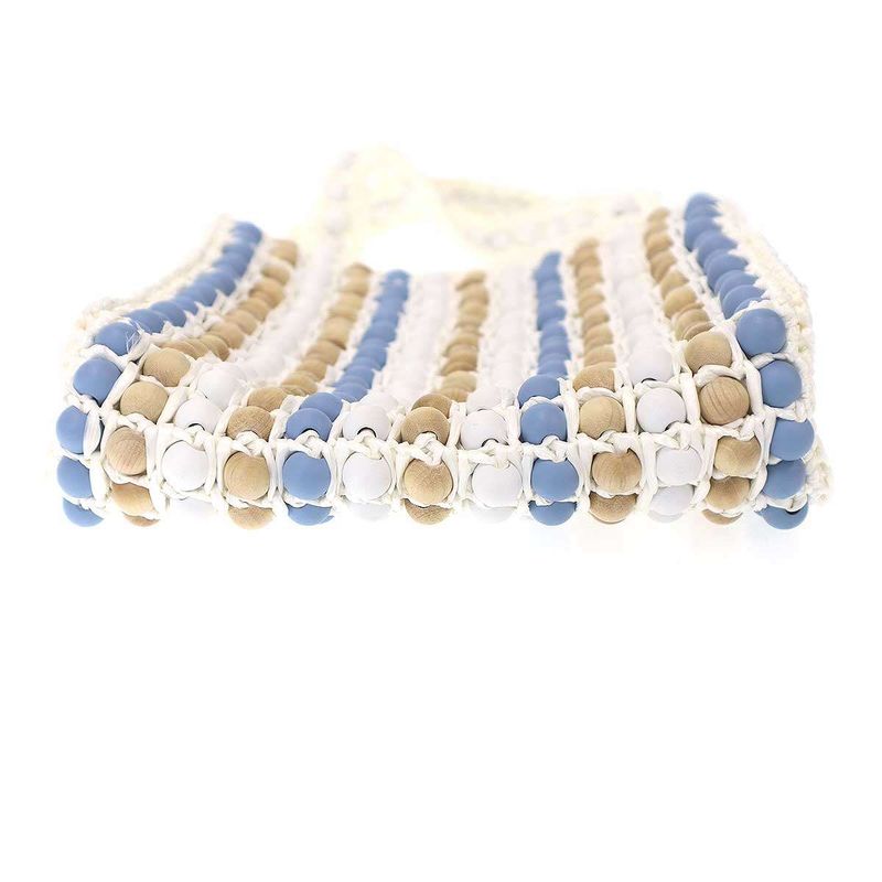 Prada Raffia Wood Bead Tote White