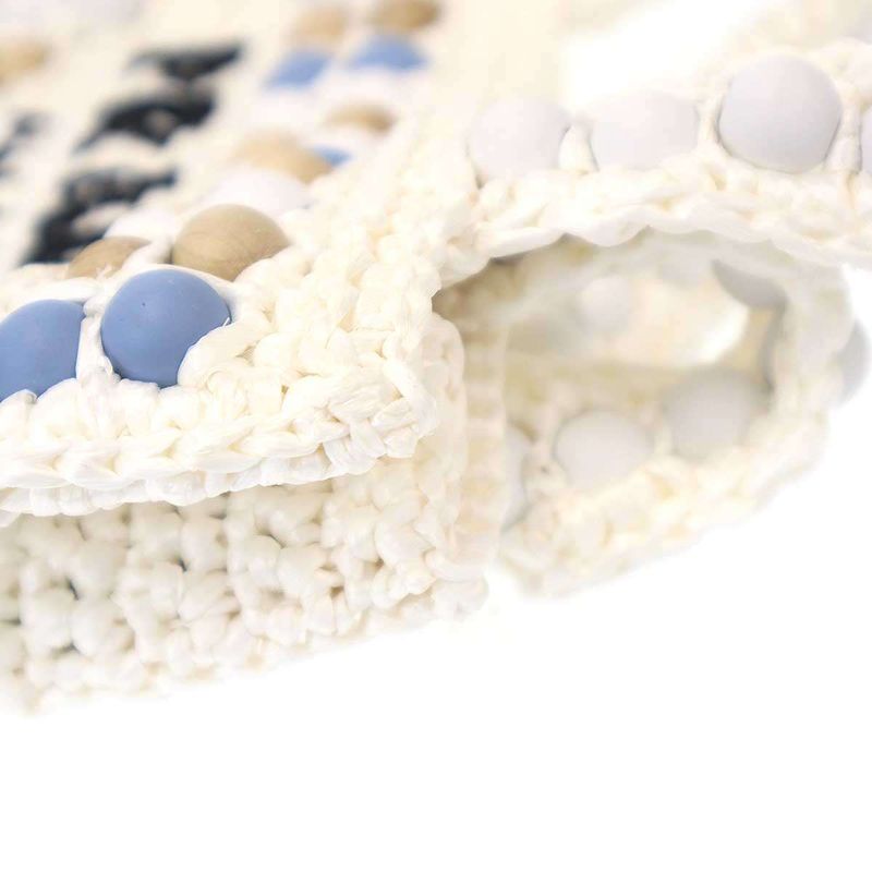 Prada Raffia Wood Bead Tote White